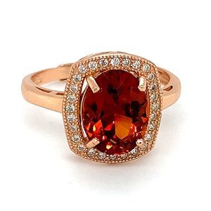 Spessartine 3.10ct Rose Gold Finish Silver Ring